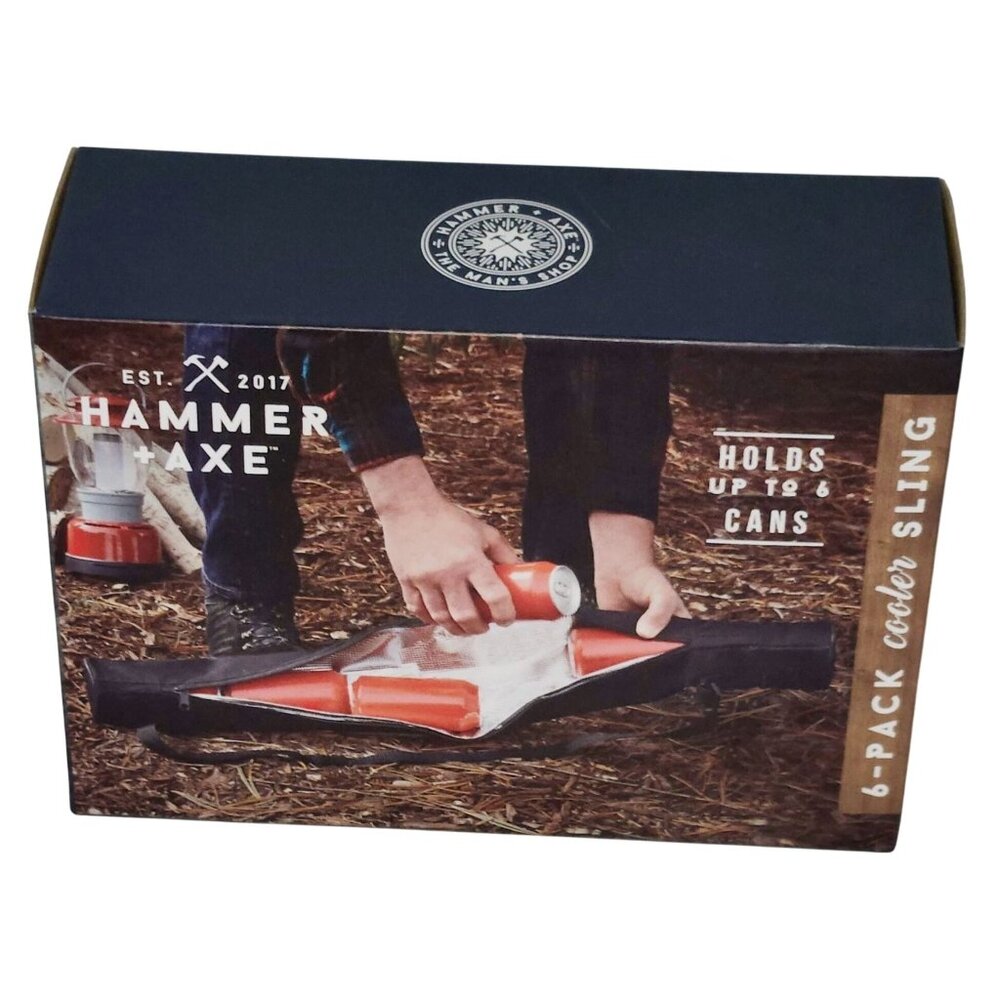 Hammer + Axe 6 Pack Cooler Sling Insulated Interior Hold 6 Cans